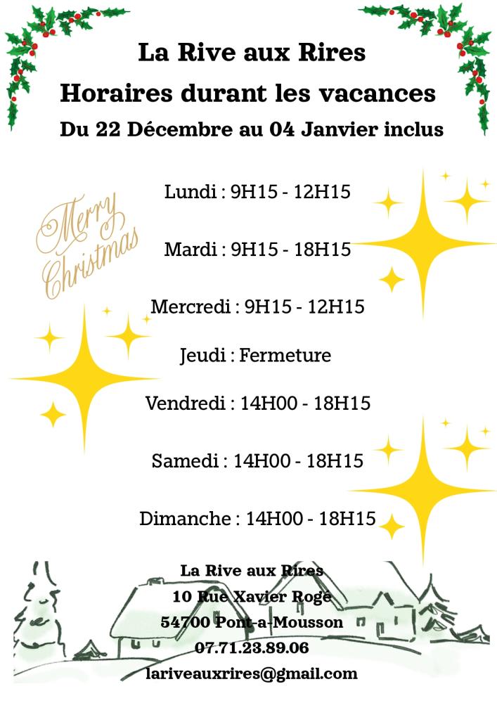 La Rive aux Rires horaire des vacances de Décembre_page-0001